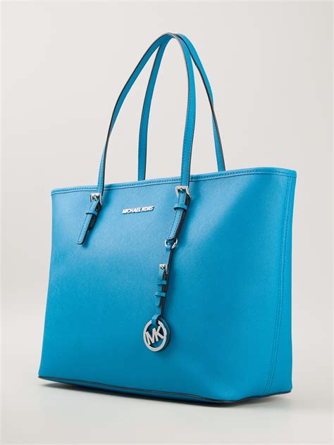 michael kors cornflower blue tote|Michael Kors blue totes.